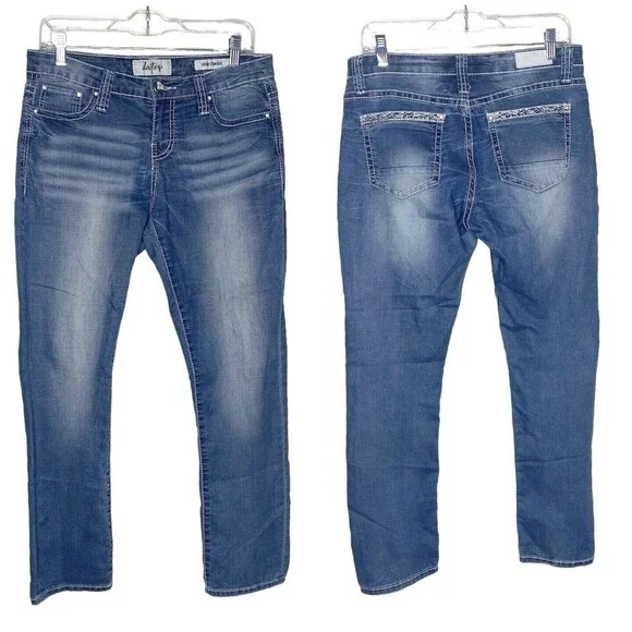 Daytrip Virgo Straight Stretch Jeans Size 28R Women Bling Equestrian Mid Rise - Picture 1 of 15